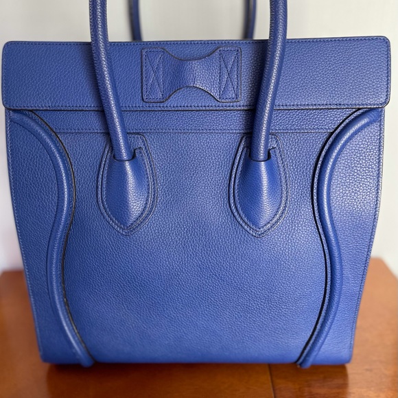 Celine Mini Luggage Blue Drummed Leather GHW - Picture 4 of 16